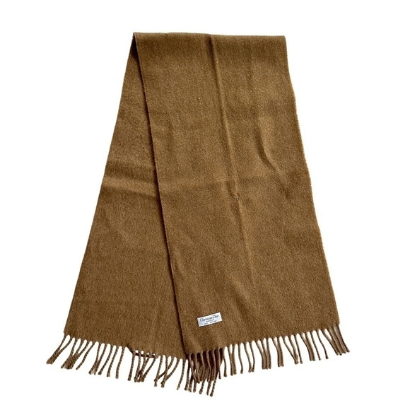 Christian Dior Wool Cashmere Tan Fringe Scarf - Picture 1 of 8